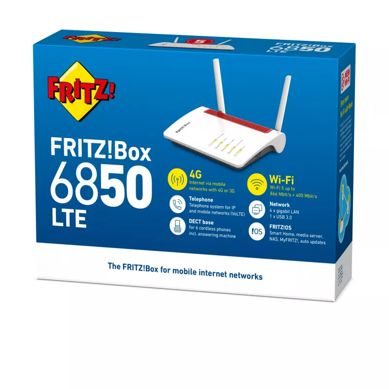 Box FRITZ 6850 LTE belaidis maršruto parinktuvas Gigabit Ethernet Dviejų dažnių (2,4 GHz / 5 GHz) 4G Balta