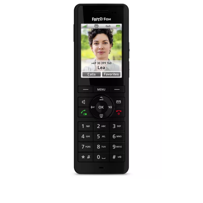 DECT belaidis ragelis AVM FRITZ! X6 juodas — garsiakalbis, atsakiklis, skambintojo ID, 100 įrašų telefonų knyga