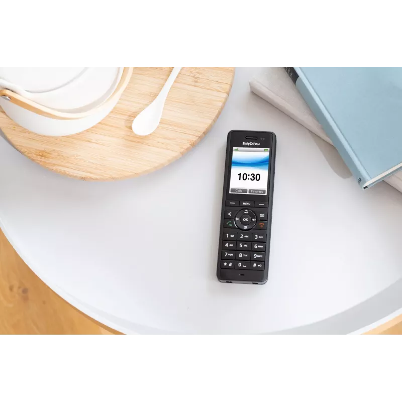 DECT belaidis ragelis AVM FRITZ! X6 juodas — garsiakalbis, atsakiklis, skambintojo ID, 100 įrašų telefonų knyga