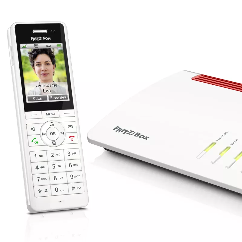 DECT belaidis ragelis FRITZ X6 baltas International — garsiakalbis, atsakiklis, 100 įrašų telefonų knyga
