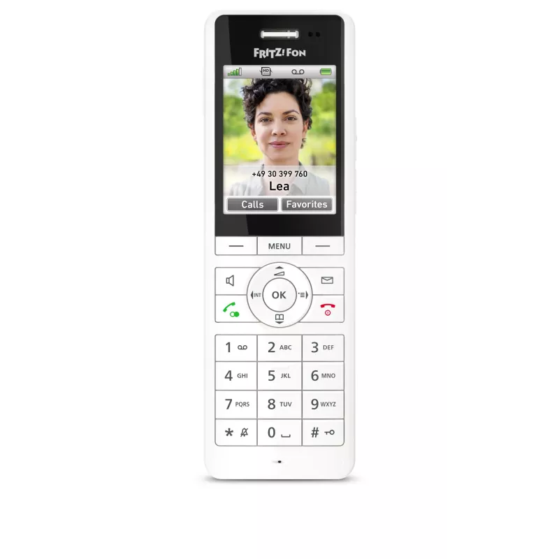 DECT belaidis ragelis FRITZ X6 baltas International — garsiakalbis, atsakiklis, 100 įrašų telefonų knyga