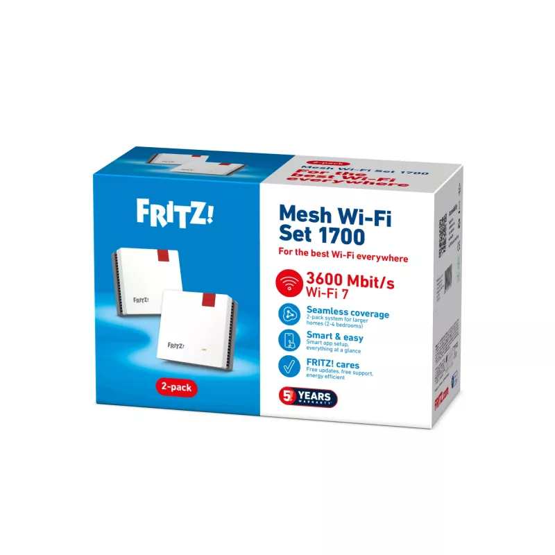 Belaidžio tinklo rinkinys FRITZ mesh set 1700 2-pack by FRITZ, dviejų juostų tinkliniai Wi‑Fi mazgai