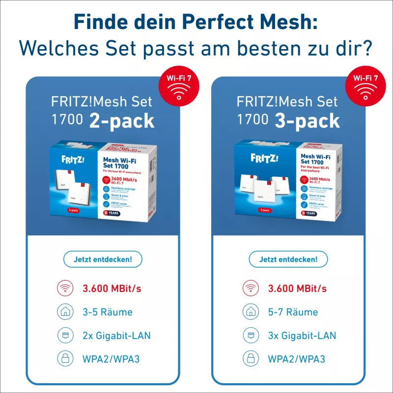 Belaidis „Mesh“ rinkinys FRITZ 1700, 3 vnt., baltas, vidinės antenos