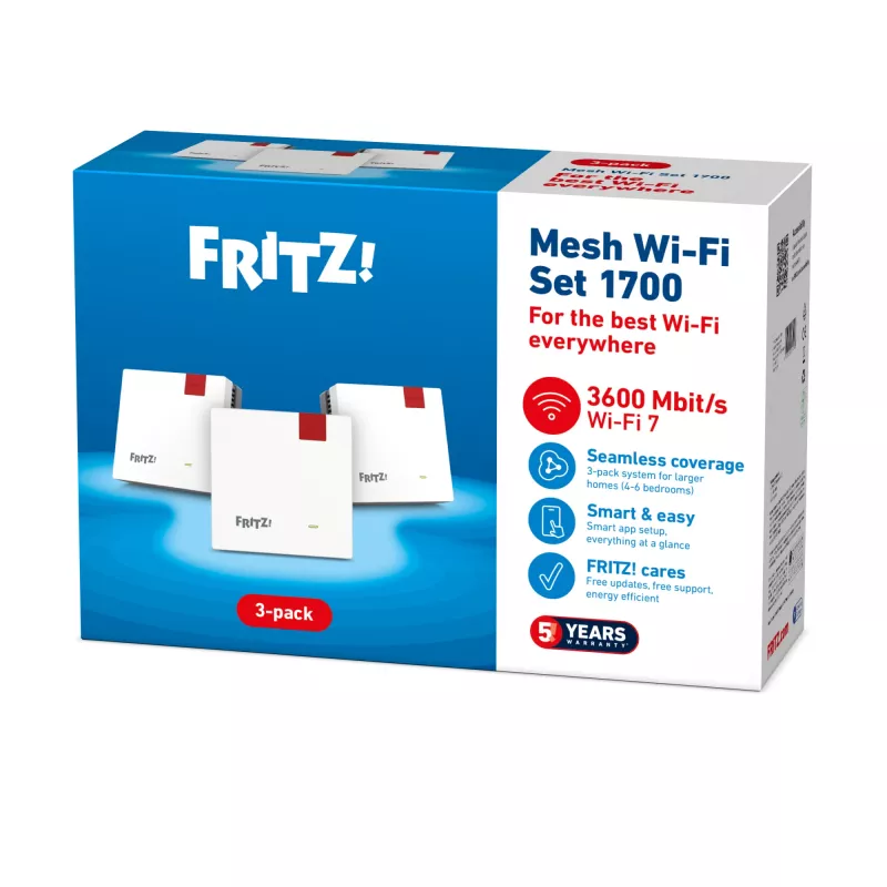 Belaidis „Mesh“ rinkinys FRITZ 1700, 3 vnt., baltas, vidinės antenos
