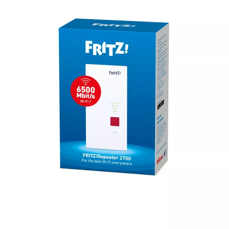 „Wi-Fi“ kartotuvas AVM FRITZ! 2700 (Dviejų dažnių juostų, „Wi‑Fi 7“ 802.11be, 6500 Mbit/s, 2.5 GbE, vidinės antenos)