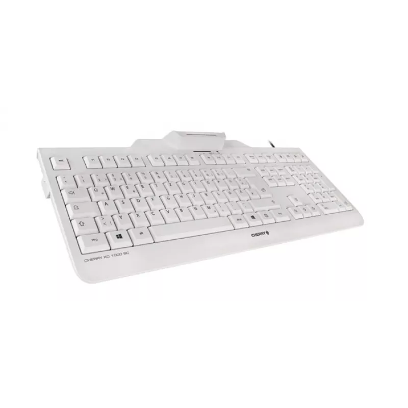 CHERRY KC 1000 SC klaviatūra universali USB AZERTY belgiška balta