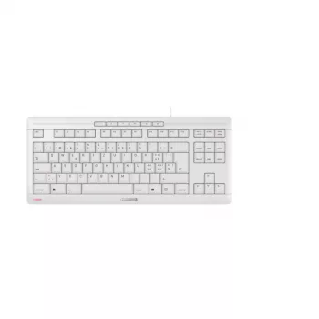 Klaviatūra Cherry STREAM TKL laidinė USB QWERTZ šveicariška balta, žirkliniai jungikliai, 94 klavišai, 1,8 m laidas