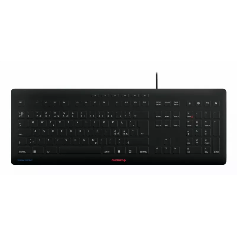 Contour Design STREAM PROTECT, pilno dydžio (100 %), laidinė, USB, žirkliniai klavišai, QWERTY, juoda