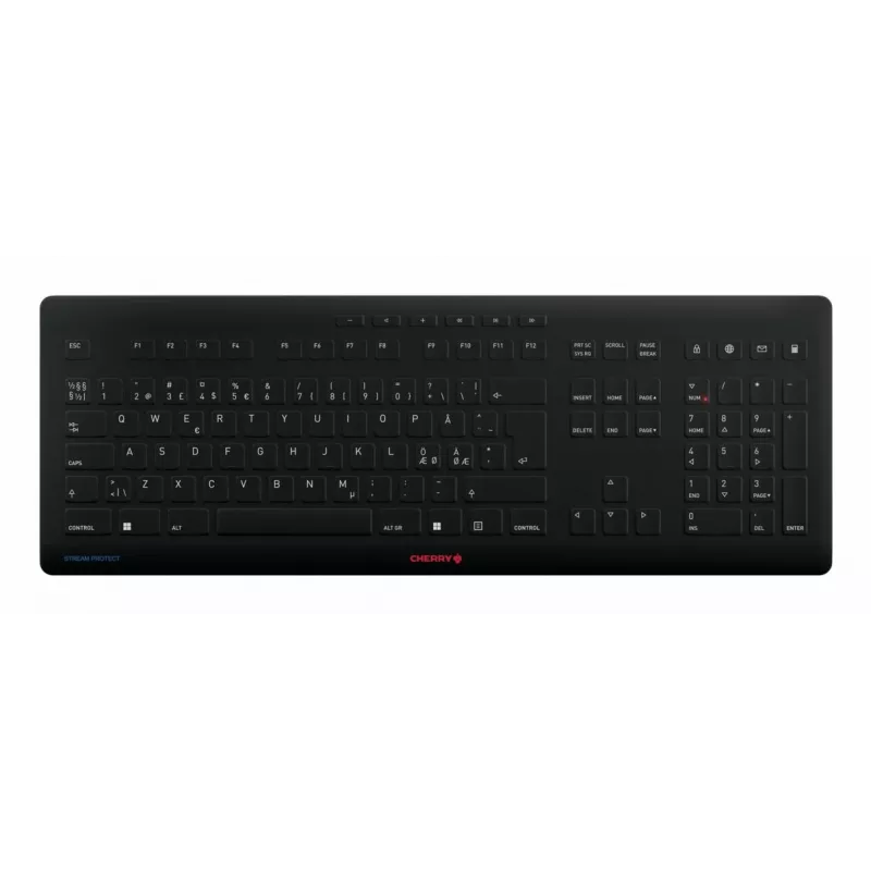 Contour Design STREAM PROTECT WIRELESS, viso dydžio (100 %), belaidė, RF belaidė, žirkliniai klavišai, QWERTY, juoda