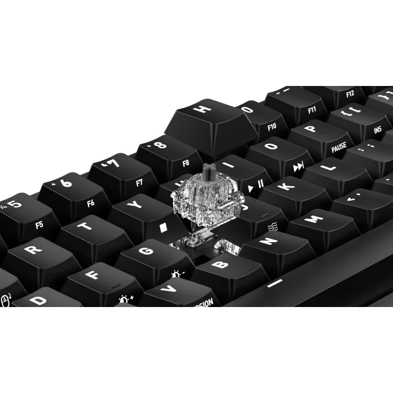 Mechaninė žaidimų klaviatūra Cherry K5 Pro TMR Compact — 65% išdėstymas, QWERTZ, RGB apšvietimas, USB laidinė, 2 m laidas, juoda/oranžinė