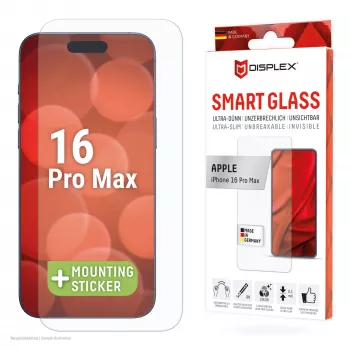 Displex Smart Glass (9H), skirtas Apple iPhone 16 Pro Max, montavimo lipdukas, nedūžtantis