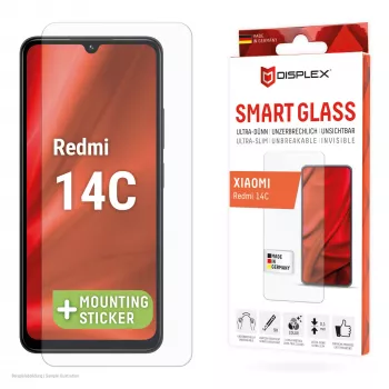 Displex Smart Glass (9H) apsauginis stiklas „Xiaomi Redmi 14C“, tvirtinimo lipdukas, nedūžtantis