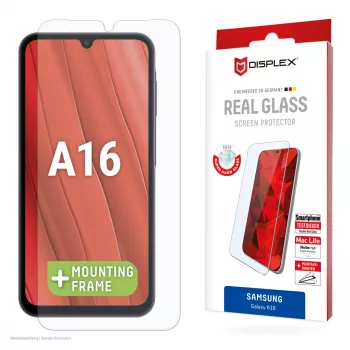 Displex ekrano apsauga (10H) Samsung Galaxy A16, EASY-ON® Eco tvirtinimo rėmelis, atspari įbrėžimams