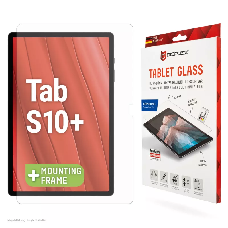Displex plančetinis stiklas (9H) Samsung Galaxy Tab S10+, Eko montavimo rėmelis, nedūžtantis