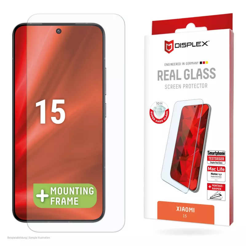 Displex ekrano apsauga (10H) Xiaomi 15, EASY-ON® Eco montavimo rėmelis, atspari įbrėžimams