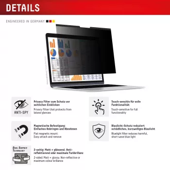 Displex PRIVACY SAFE magnetinis dvipusis privatumo filtras Surface Laptop Studio 2 14,4 colio