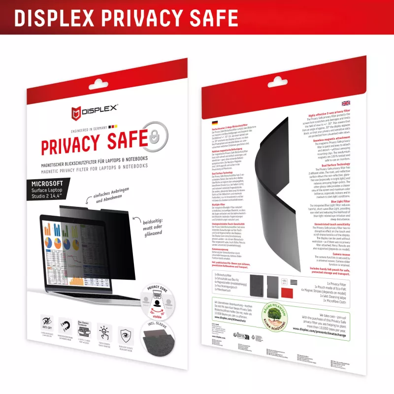 Displex PRIVACY SAFE magnetinis dvipusis privatumo filtras Surface Laptop Studio 2 14,4 colio