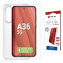 Grūdinto stiklo ekrano apsauga + dėklas Samsung Galaxy A36, e.v.i., Eko montavimo rėmelis, atspari įbrėžimams, skaidri