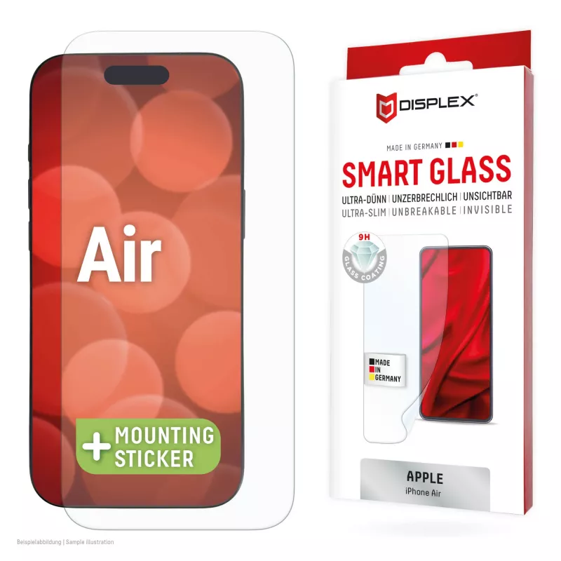Displex Smart Glass (9H), skirtas Apple iPhone Air, montavimo lipdukas, nedūžtantis