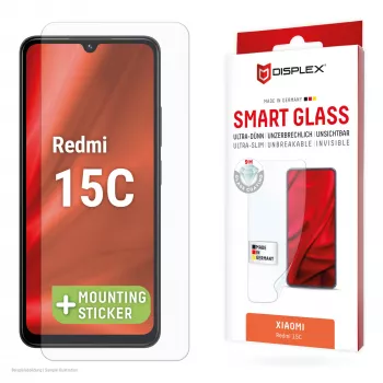 e.v.i. DISPLEX Smart Glass Xiaomi Redmi 15C — grūdintas ekrano apsauginis stiklas, modelis 02198