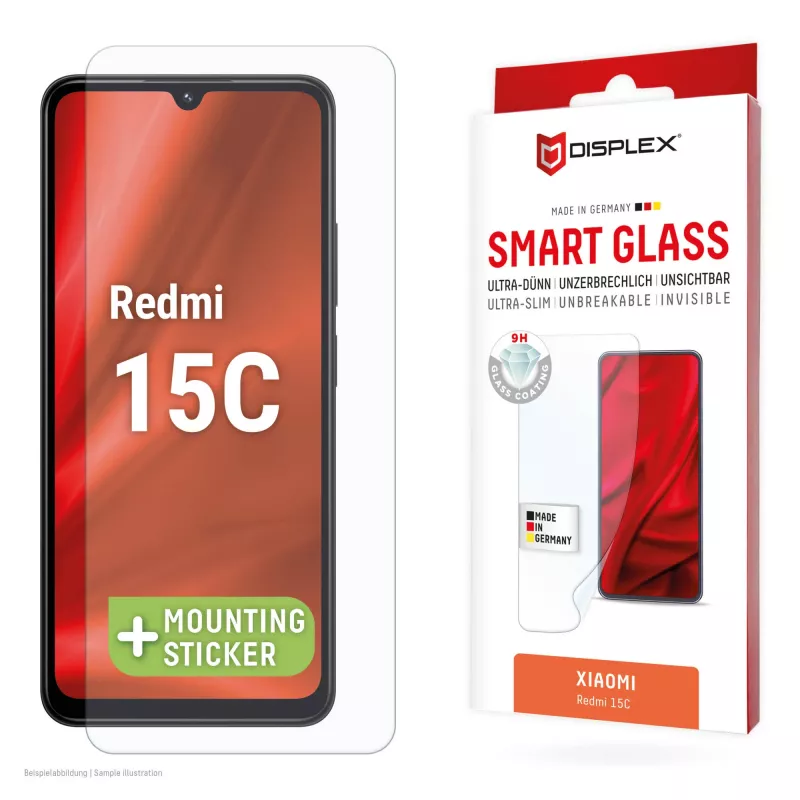e.v.i. DISPLEX Smart Glass Xiaomi Redmi 15C — grūdintas ekrano apsauginis stiklas, modelis 02198