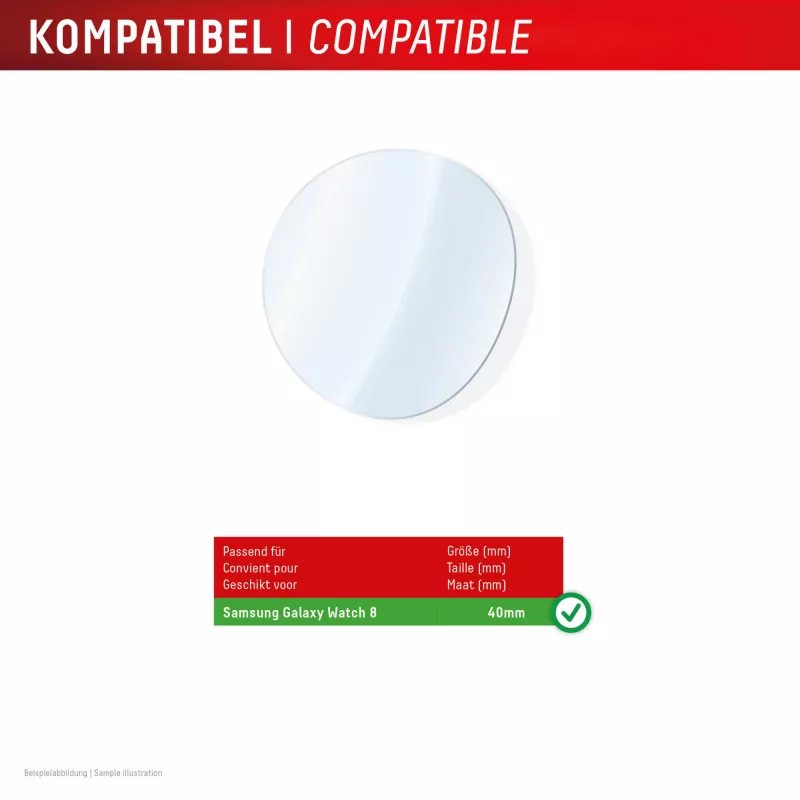 Apsauginis ekrano stiklas e.v.i. Displex 9H Glass, skirtas Galaxy Watch 8 40mm, 2 vnt. pakuotėje, itin plonas, berėmis, neatspindintis pirštų antspaudų