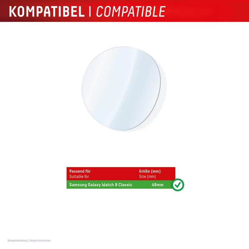 Ekrano apsauga e.v.i. Displex 9H Glass, skirta Galaxy Watch 8 (46 mm) – 2 vnt. pakuotė, itin plona, berėmė, neriebaliojanti