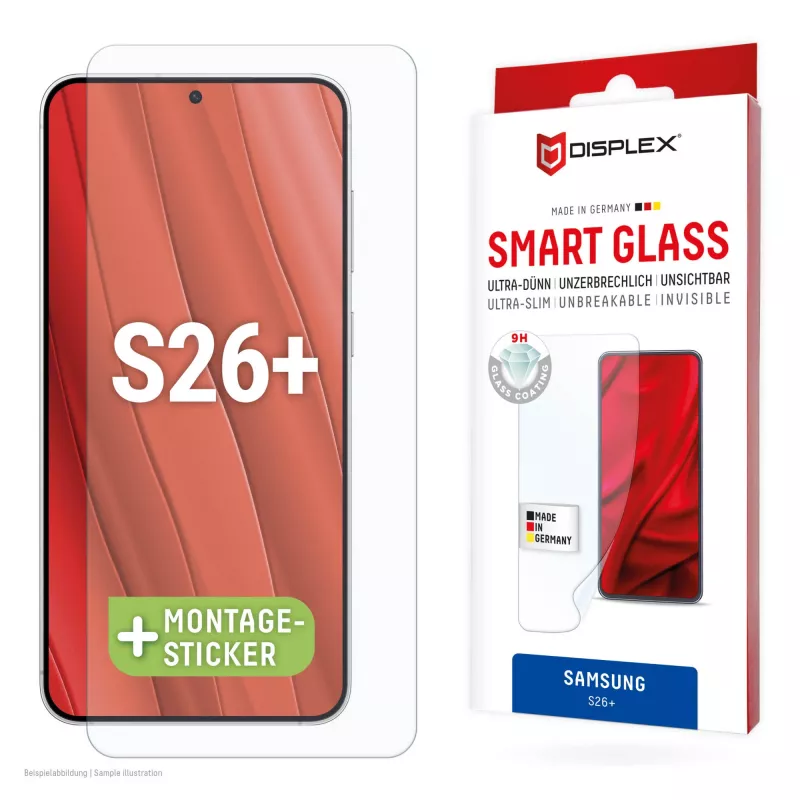 Grūdinto išmaniojo stiklo ekrano apsauga e.v.i. Samsung Galaxy S26+ (9H), skaidri, sausa aplikacija, 1 vnt.