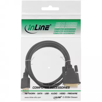 InLine HDMI į DVI laidas kištukas / 18+1 kištukas paauksuotas 15 m, 15 m, HDMI, DVI-D, auksas, 4,95 Gbit/s, juoda