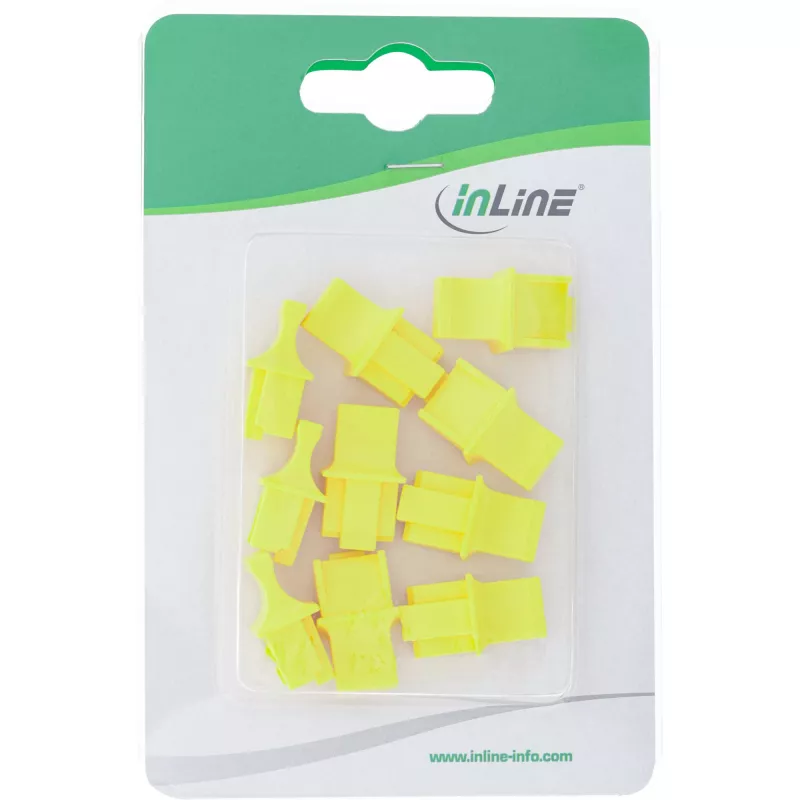 InLine dulkių gaubteliai RJ45 lizdams, geltoni, 10 vnt.