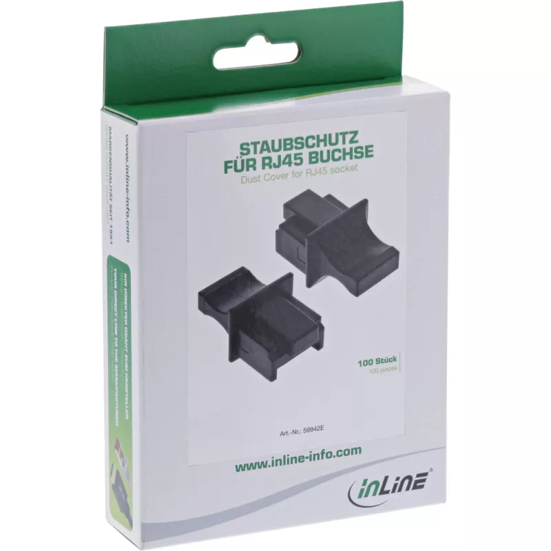 InLine dulkių gaubteliai RJ45 lizdams, juodi, 100 vnt. 59942E