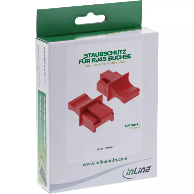 Dulkių gaubtelis RJ45 lizdui, raudonas, 100 vnt.