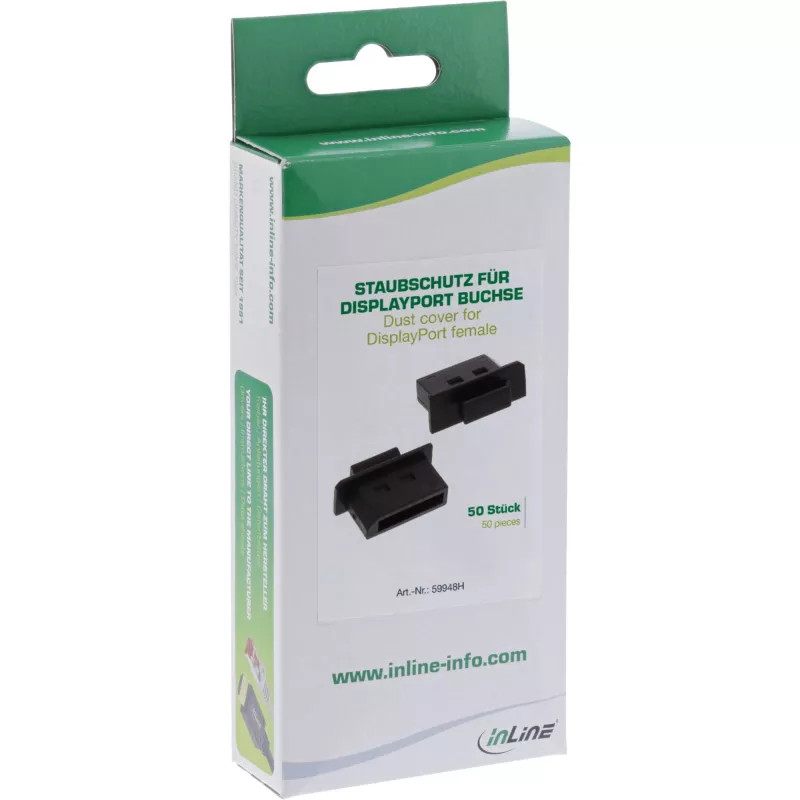 InLine dulkių gaubtelis DisplayPort lizdui, juodas, 50 vnt.
