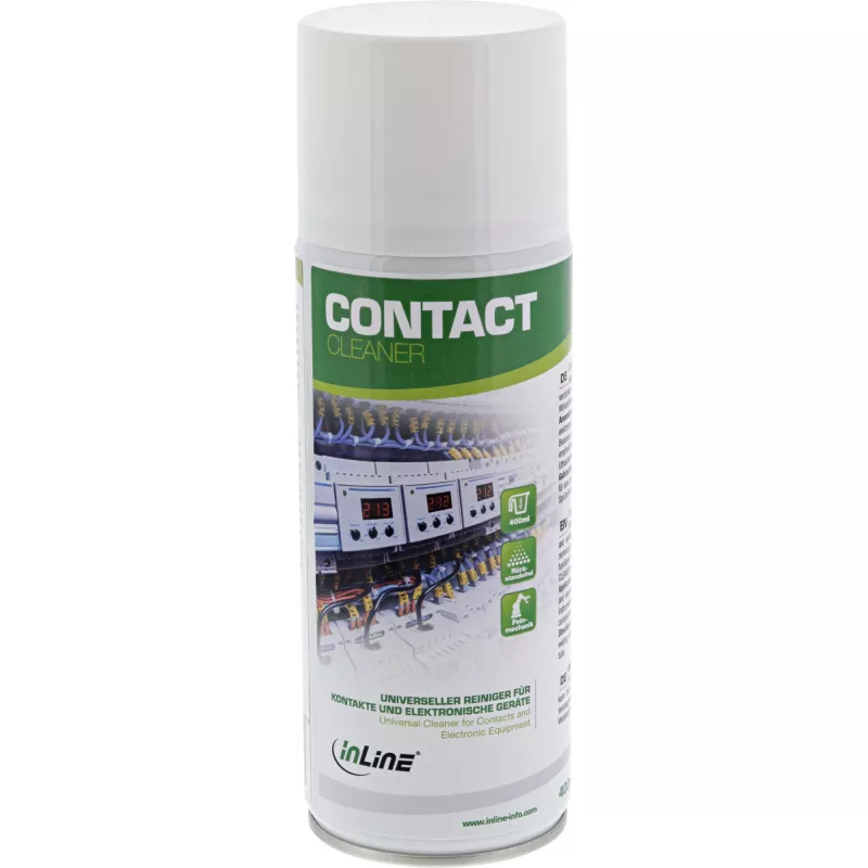 Valymo priemonė InLine Contact Cleaner 400 ml — universalus valiklis elektros kontaktams ir įrenginiams