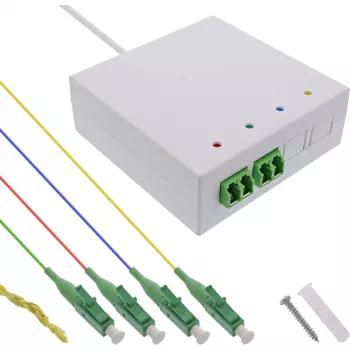 InLine FTTH jungties dėžutė, iš anksto sumontuota, 4x LC/APC 9/125 µm 10 m