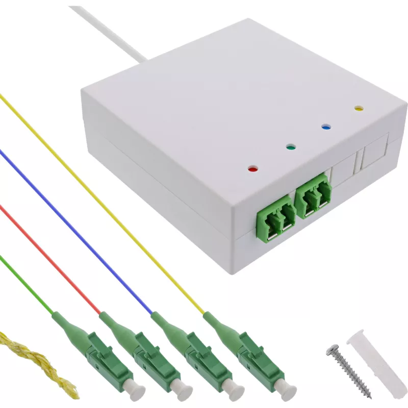 InLine FTTH jungties dėžutė, iš anksto sumontuota, 4x LC/APC 9/125 µm 10 m