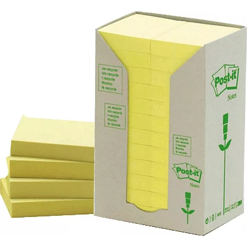 Lipnios etiketės Post-IT 38 x 51 mm, geltonos — 24 pakuotės × 100 lapelių