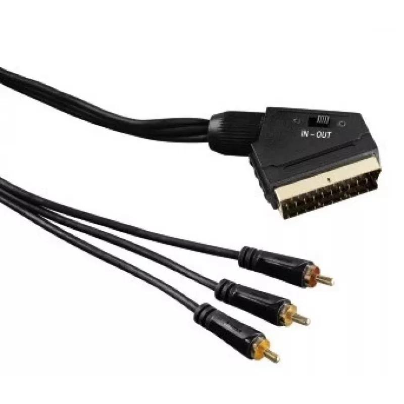 Hama 1,5 m Scart - 3 RCA SCART (21 kontaktų) 3 x RCA juodas