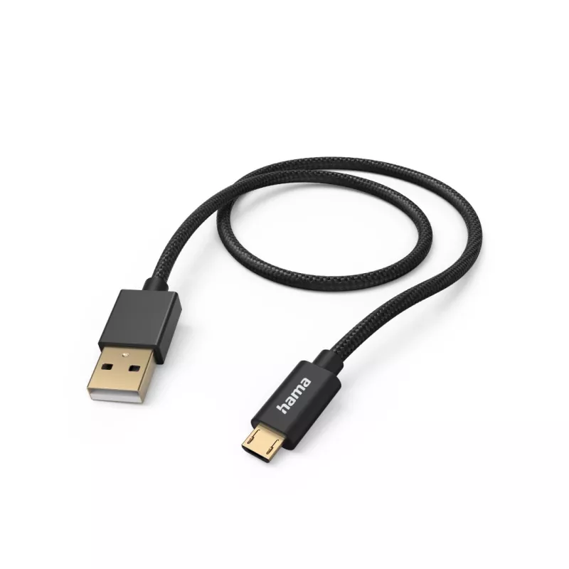 Hama Fabric USB laidas USB 2.0 1,5 m USB A Micro-USB B juodas
