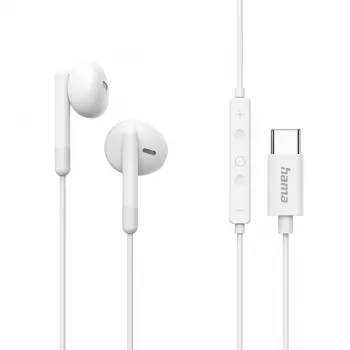 Hama Classy laisvų rankų įranga laidinė į ausis įdedama skambučiams / muzikai USB Type-C balta