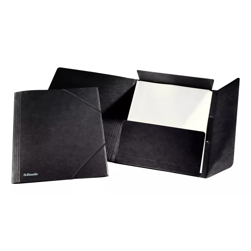 Esselte 3-Flap Folder Elastic Cardboard A4, įprastas dokumentų segtuvas, A4, kartonas, juodas, 350 lapų, 80 g/m²