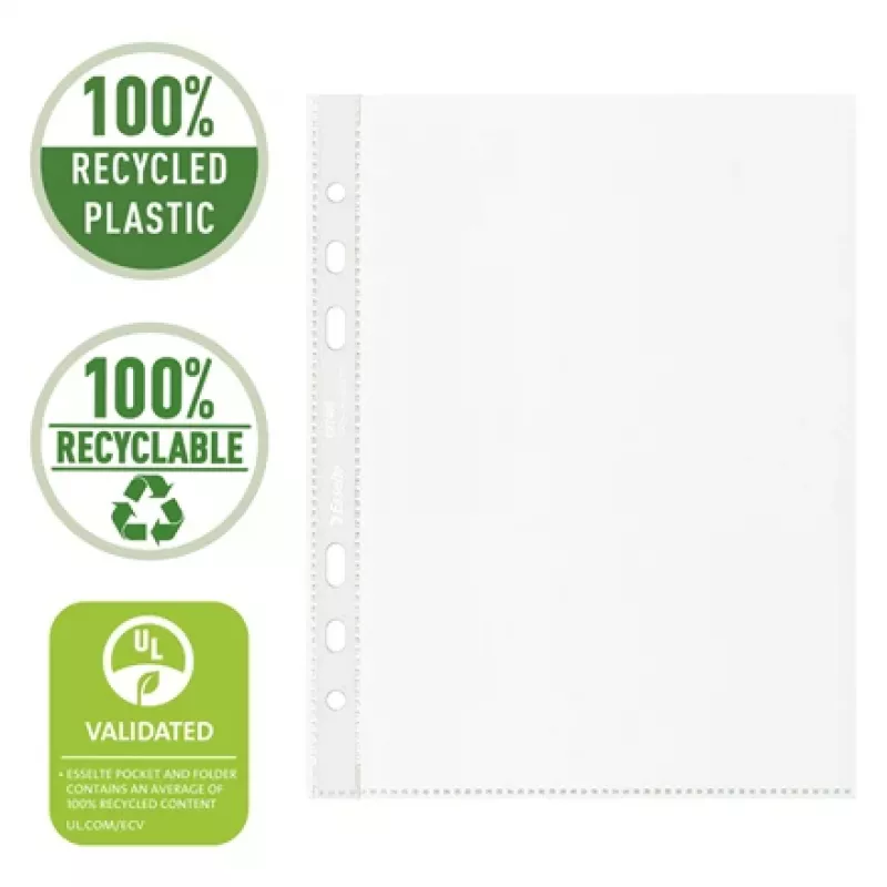 Esselte Recycle kišenė A5, 150 x 210 mm (A5), Skaidrus, Polipropilenas (PP), Gulsčias/Stačias, Viršus, 0,07 mm