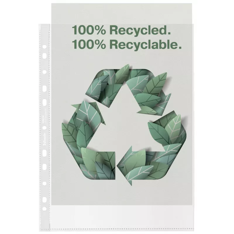Esselte Recycle kišenė A4, 210 x 297 mm (A4), Skaidri, Polipropilenas (PP), Vertikali, Viršuje, 0,07 mm