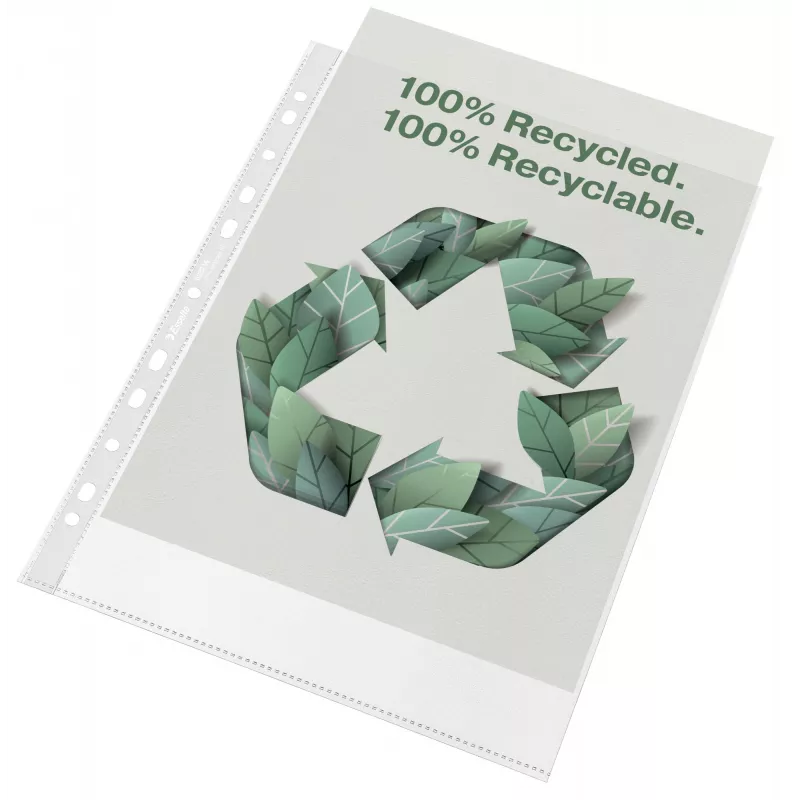 Esselte Recycle kišenė A4, 210 x 297 mm (A4), Skaidri, Polipropilenas (PP), Vertikali, Viršuje, 0,07 mm
