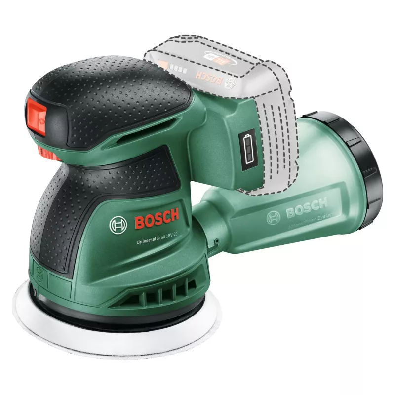 Bosch UniversalOrbit 18V-20 (Baretool), orbitinis šlifuoklis, orbitinis, žalias, Vokietija, baterija, 18 V