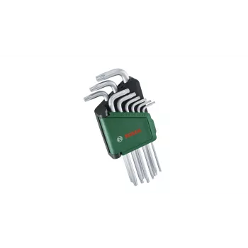 Bosch 1 600 A02 Z9C, L formos Torx raktų rinkinys, TX10, TX15, TX20, TX25, TX27, TX30, TX40, TX8, TX9, žalia, sidabrinė, plienas, plastikas, 69 mm