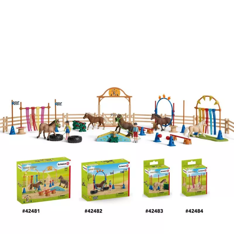 schleich Ponių vikrumo treniruotė, Vikrumas, Ūkio gyvūnai / žaislai apie ūkį, 3 m., Įvairiaspalvis, Plastikas