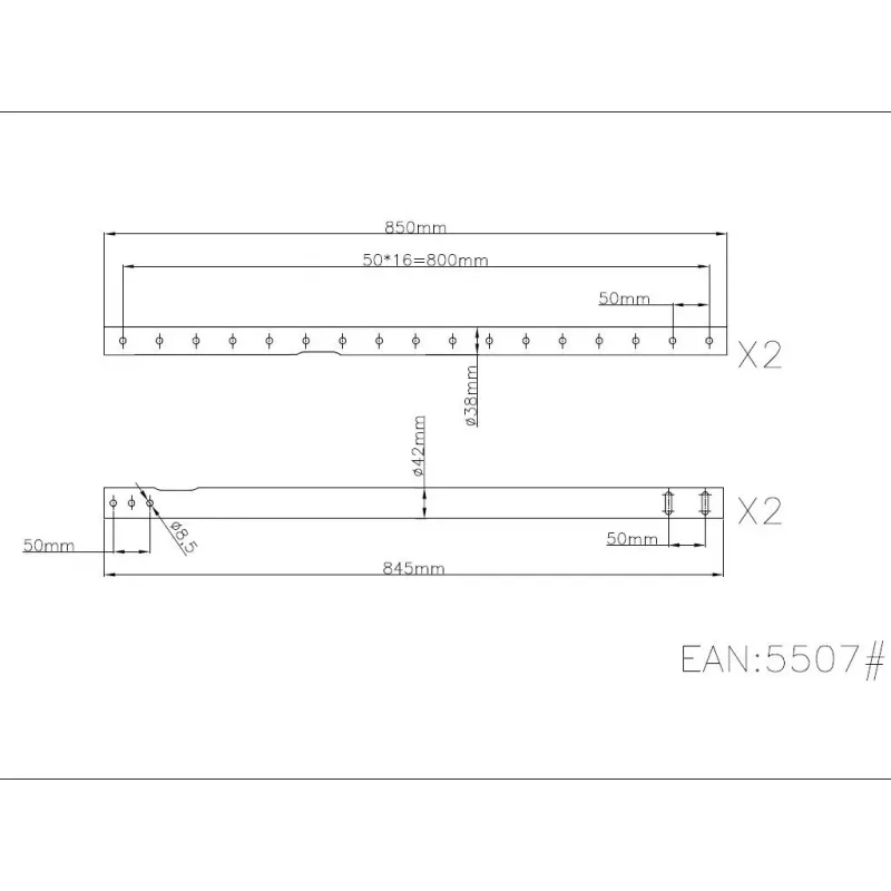 Multibrackets M prailginimo vamzdis lubiniam laikikliui juodas 3000 mm, vamzdis, juodas, plienas, 4.55 kg, 4.55 kg, 55 mm