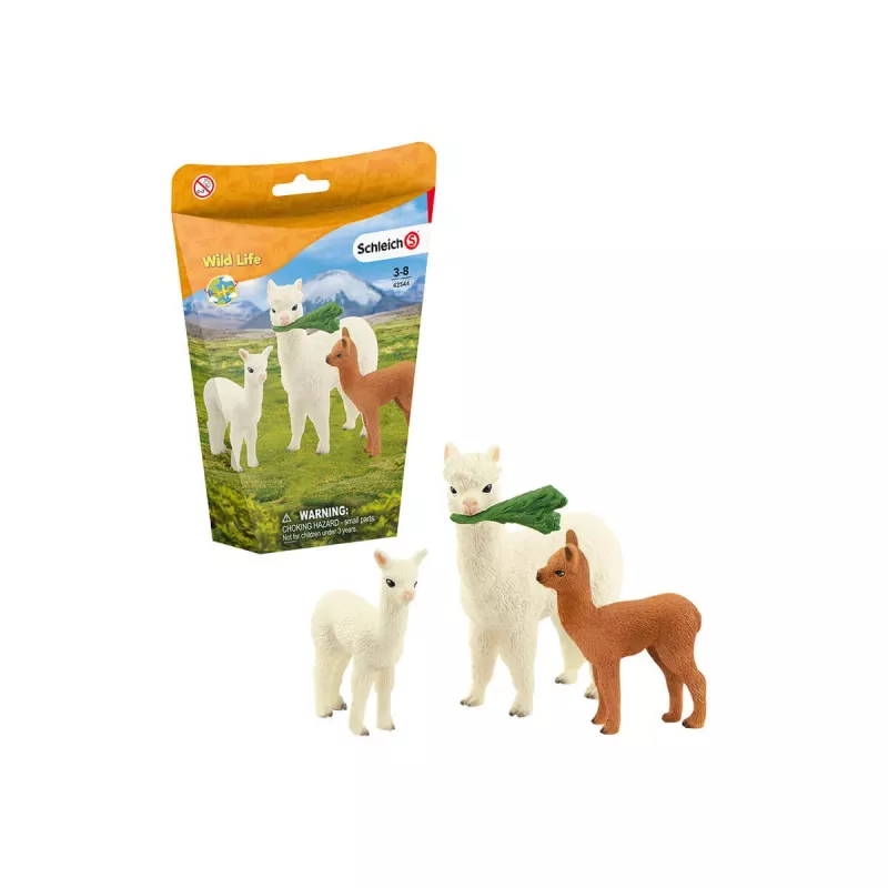 schleich WILD LIFE Alpakų rinkinys, 3 m., Wild Life, Ruda, Žalia, Balta, 3 vnt.
