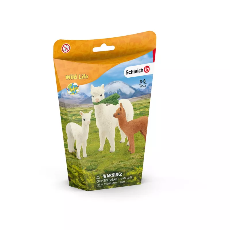 schleich WILD LIFE Alpakų rinkinys, 3 m., Wild Life, Ruda, Žalia, Balta, 3 vnt.